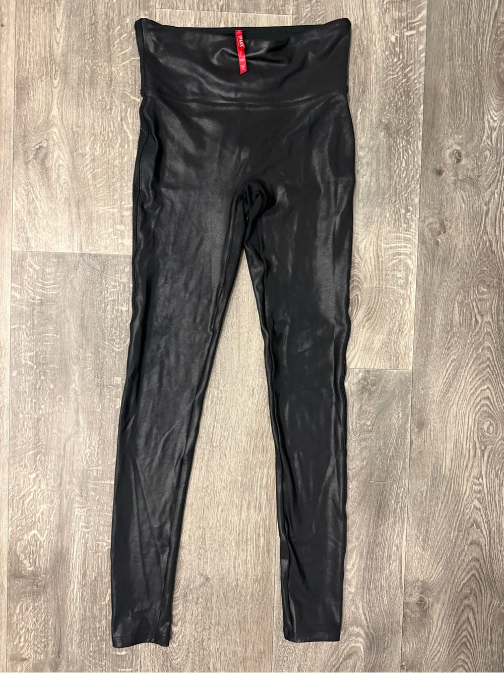 SPANX Faux Leather Leggings Black Sculpting Pull-On Pants Size Small